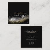 Elegantes Chic Magic Dust Gold Sparkle Script Schw Quadratische Visitenkarte (Vorne/Hinten)