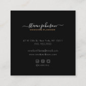 Elegantes Chic Magic Dust Gold Sparkle Script Schw Quadratische Visitenkarte (Rückseite)