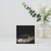 Elegantes Chic Magic Dust Gold Sparkle Script Schw Quadratische Visitenkarte (Stehend Vorderseite)