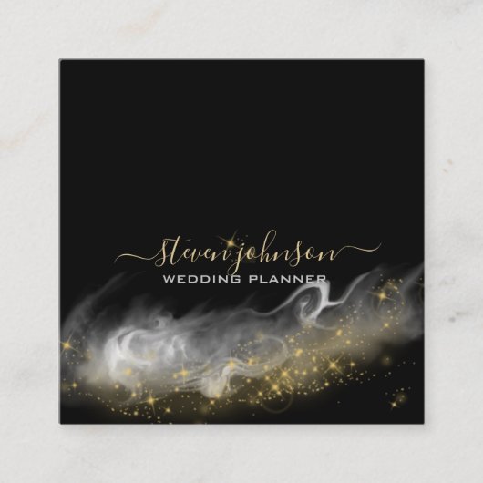 Elegantes Chic Magic Dust Gold Sparkle Script Schw Quadratische Visitenkarte (Vorderseite)