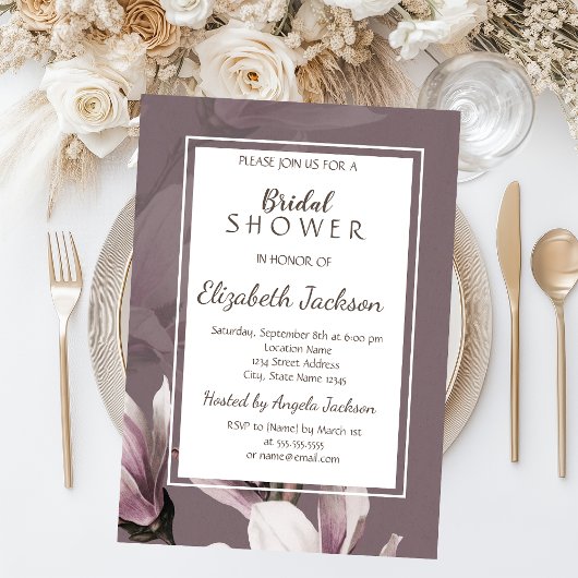 Elegantes Chic Magnolia Brautparty Einladung