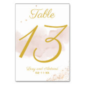 Elegantes Chic Mauve Watercolor Gold Spritzer Scri Tischnummer (Vorderseite)