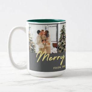 Elegantes Chic-Mehrfach-Foto-Familien-Weihnachten Zweifarbige Tasse