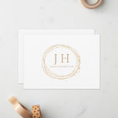 Elegantes Chic Minimal Modernes Gold Monogramm Mitteilungskarte (Vorderseite/Rückseite Beispiel)