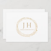 Elegantes Chic Minimal Modernes Gold Monogramm Mitteilungskarte (Vorne/Hinten)