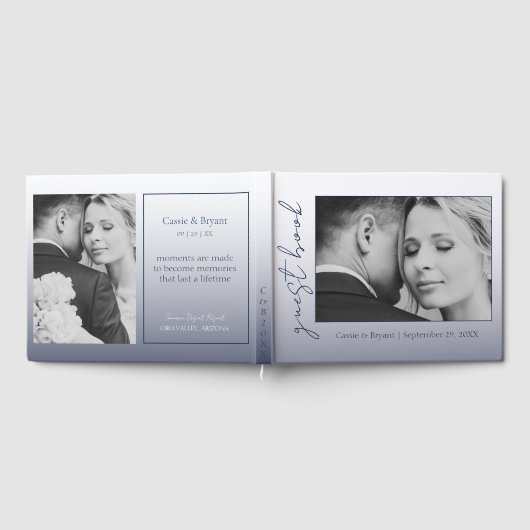 Elegantes Chic Modern Navy Blue Wedding Gästebuch (Voll)