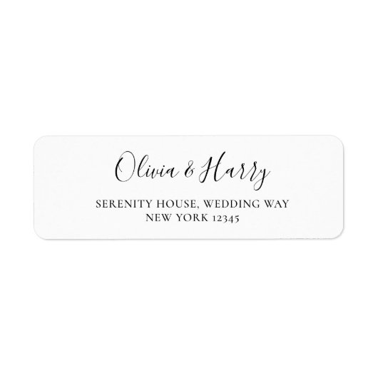 Elegantes Chic Modern Script Schwarz-weiß Label (Vorne)
