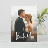 Elegantes Chic Modernes Hochzeitsstil-Foto Dankeskarte (Stehend Vorderseite)