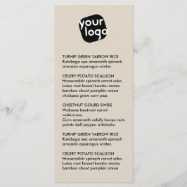 Elegantes Chic Modernes Taupe Custom Logo Restaura Menükarte