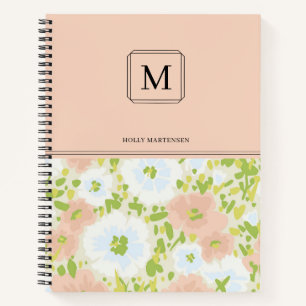 Elegantes Chic Monogram Blume Muster Personalisier Notizblock
