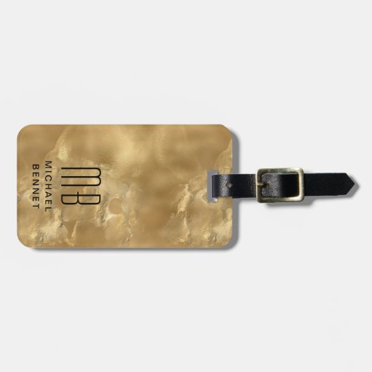 Elegantes Chic Monogram Gold Gepäckanhänger (Vorderseite horizontal)