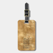Elegantes Chic Monogram Gold Gepäckanhänger (Vorderseite vertikal)