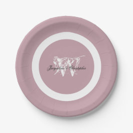 Elegantes Chic Monogram + Name Cool Niedlich Dusty Pappteller