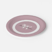 Elegantes Chic Monogram + Name Cool Niedlich Dusty Pappteller (Schrägansicht)