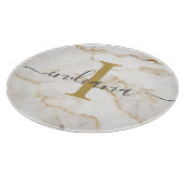 Elegantes Chic Monogramm Marmor-Optik Custom Schneidebrett (Ecke)