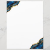 Elegantes Chic Navy Blue Gold Agate Stationery Pap (Vorderseite)