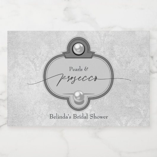 Elegantes Chic Pearls und Prosecco Brautparty Schaumweinetikett (Einzelnes Label)