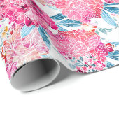 Elegantes Chic Pink Blumenmuster Geschenk Geschenkpapier (Rolleneckpunkt)