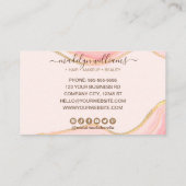 Elegantes Chic Pink Gold Glitzer Marble Agate Scri Visitenkarte (Rückseite)