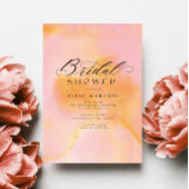 Elegantes Chic Pink Orange Calligraphy Brautparty Einladung