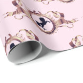 Elegantes Chic Pink Reittier Ribbon Wappen Geschenkpapier (Rolleneckpunkt)