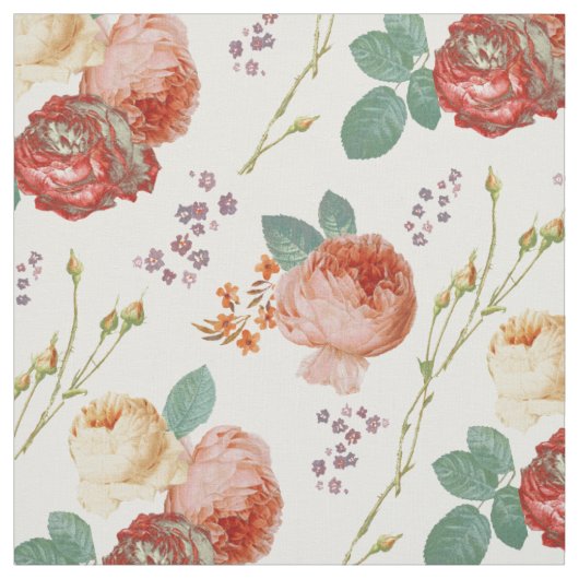 Elegantes Chic Pink Roses Blumenmuster Stoff (Muster)
