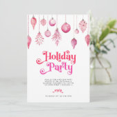 Elegantes Chic Pink Weihnachtsgetränke Party Einladung (Stehend Vorderseite)