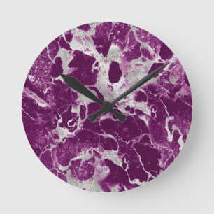 Elegantes Chic Purplett Violett Abstraktes Muster Runde Wanduhr