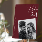 Elegantes Chic Red Plum Burgundy Wedding Foto Tischnummer