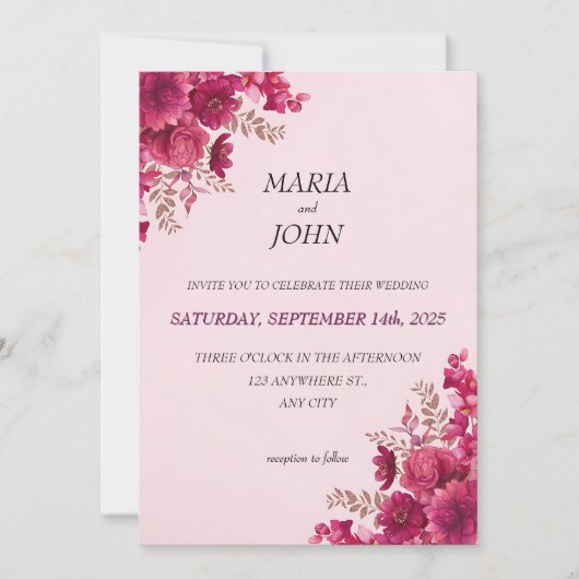 Elegantes Chic Romantic Minimalistisch Classic Bur Einladung (Vorderseite)