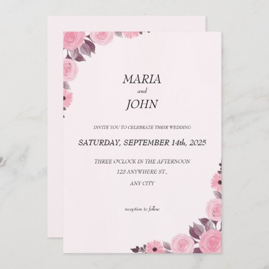 Elegantes Chic Romantisches Minimalistisch Classic Einladung (Vorne/Hinten)