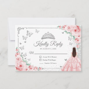 Elegantes Chic Rosa Silber Quinceanera Antwort