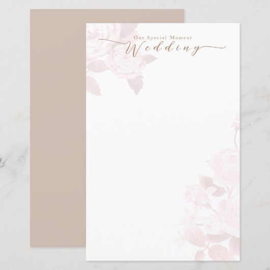 Elegantes Chic Rose Blank Wedding Menu (Vorne/Hinten)