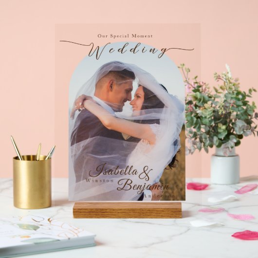 Elegantes Chic Rose Wedding Foto Acrylschild (Hochzeit)