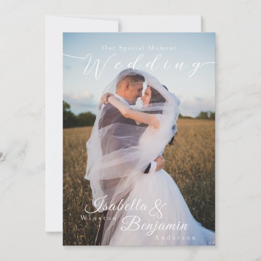 Elegantes Chic Rose Wedding Foto Einladung (Vorderseite)