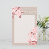 Elegantes Chic Rose Wedding Menu (Stehend Vorderseite)