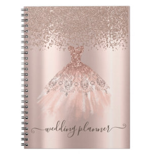 Elegantes Chic Roségold Glitter, Diamanten, Kleid Notizblock