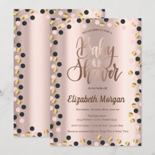 Elegantes Chic Roségold Punkte Baby Shower Einladung
