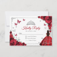Elegantes Chic Rot Silber Quinceanera Antwort