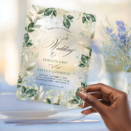 Elegantes Chic Sage Eukalyptus Hochzeit Kalligrafi Acryleinladungen