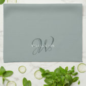 Elegantes Chic Sage Green Family Monogramm  Geschirrtuch (Gefaltet)