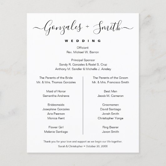 Elegantes Chic Schwarz-weiß einfaches Brautparty (Vorderseite)