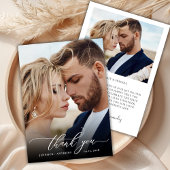 Elegantes Chic Script 2 Foto Wedding Dankeschön Ka Dankeskarte