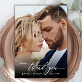 Elegantes Chic Script 2 Foto Wedding Dankeschön Ka Dankeskarte