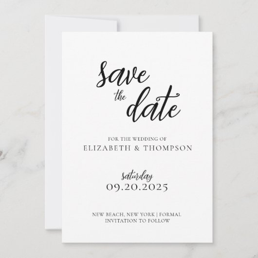 Elegantes Chic Script-Foto Hochzeit speichern das Einladung (Vorderseite)