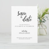 Elegantes Chic Script-Foto Hochzeit speichern das Einladung (Stehend Vorderseite)