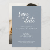 Elegantes Chic Script-Foto Hochzeit speichern Sie  Einladung (Vorne/Hinten)