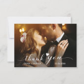 Elegantes Chic Script Gold Wedding 2 Foto Dankeskarte (Vorderseite)