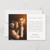 Elegantes Chic Script Gold Wedding 2 Foto Dankeskarte (Rückseite)