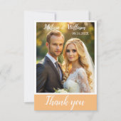 Elegantes Chic Script Liebe Heart Wedding Foto Dankeskarte (Vorderseite)